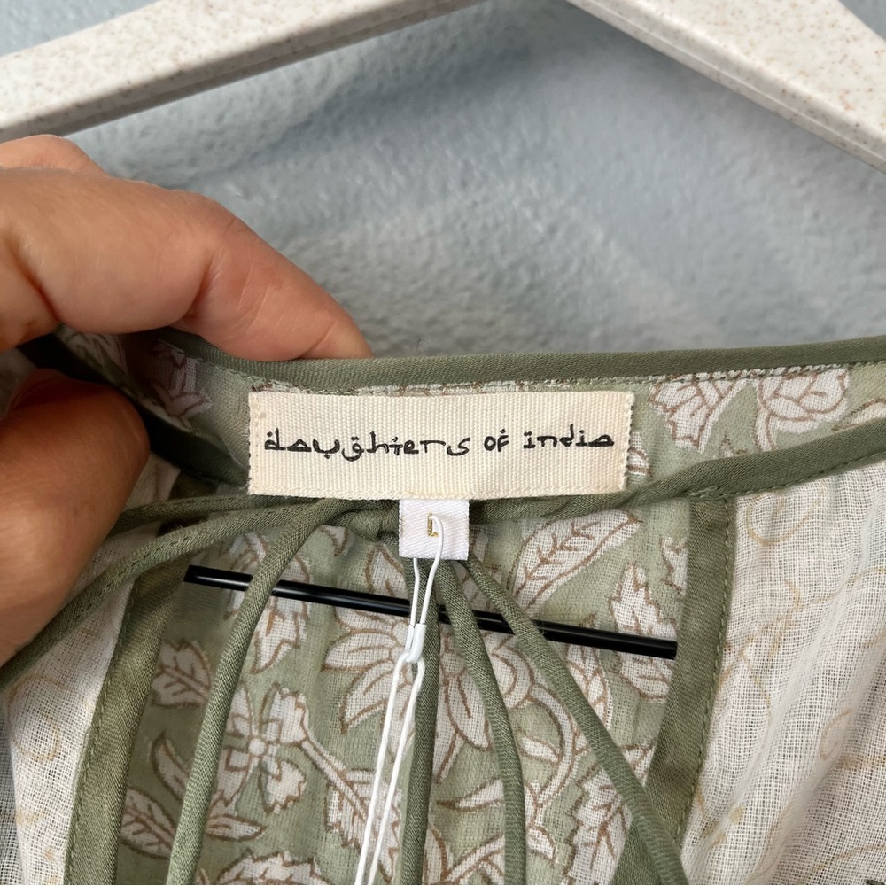 NEW Daughters Of India Diya Pistachio Green Gauze Boho Sundress Mini Dress large - Picture 6 of 9